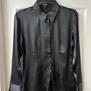 Express Black Satin Portofino Shirt